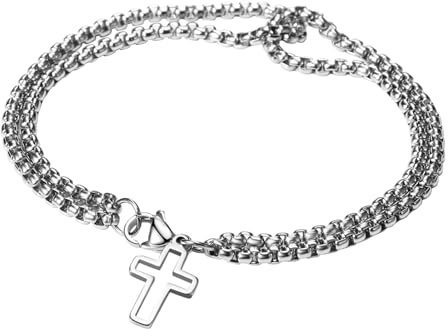 OIDEA Herren Kreuz Panzerkette Armband: Jesus Kreuz Bibel Armkette aus Edelstahl Vintage Ankh Kreuz Armreif Handgelenk Schmuck Geschenk für Männer Familie Freund