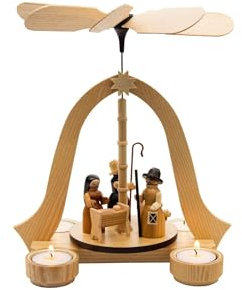 Rudolphs Schatzkiste Pyramide de Noël en bois pour bougie chauffe-plat, 24,5 x 26 x 20 cm (l x H x P)