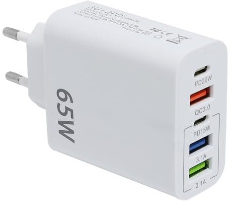 EuAcesry Caricatore Rapido USB C, 5-Porte Ricarica Rapido Presa, USB Alimentatore Spina Carica Cellulare Veloce Caricabatterie, Carica Cellulare per i-Phon 12/11/XS/X, Sam-Sung Galaxy, Xiaomi