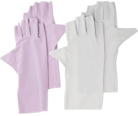 CALLARON 2pairs Sun Protection Gloves for Manicure Salon UV Protection Fingerless Gloves for Gel Nails