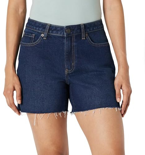 Amazon Essentials Pantalones Cortos Vaqueros de Tiro Medio, Corte Holgado y Poca Elasticidad Mujer