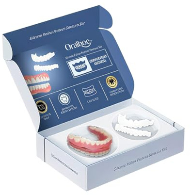 GXGM 1 Paio Dentiera Provvisoria,Faccette Dentali Universali Superiore e Inferiore,Provvisoria Denti Finti Per Uomini e Donne Di Denti Cattivi Denti Imperfetti,Faccette Dentali Professionali
