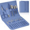 LOPHE Set de Manicura, Manicura y Pedicura Set, 16 Piezas Conjunto Profesional para Uñas, Kit Viaje con Inoxidable Tijeras, Lima, Pinzas y Cortaúñas, Acero Grooming Kit para Hombres y Mujeres (Azul)