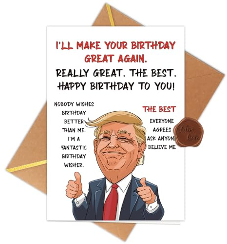 WenmthG Lustige Geburtstagskarte für Mann Frau mit Umschlag und Wachssiegel - Happy Birthday Karte - Karte Geburtstag Mann Frau - Birthday Card
