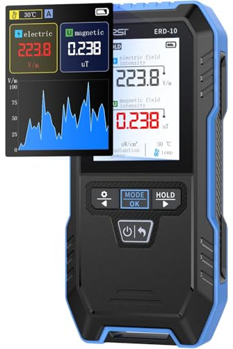 EMF Messgerät,ERD-10 EMF-Detektor 4 in 1 EMF-Strahlungsmessgerät mit Kurvenmodus,Wiederaufladbarer EMF-Leser Elektromagnetisches Feld Radiofrequenz-Detektor für Haus,Büro