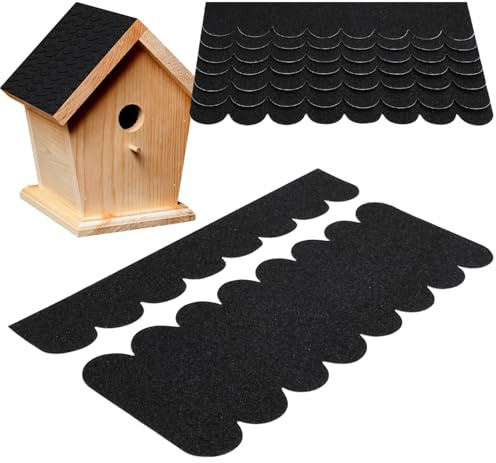 Dachpappe für Vogelhaus Mini Dachschindeln Dachpappe Selbstklebend für Vogelhäuser Nistkastendach Nistkasten Kaninchenstall Hundehütte Briefkastendächer (32, Schwarz)