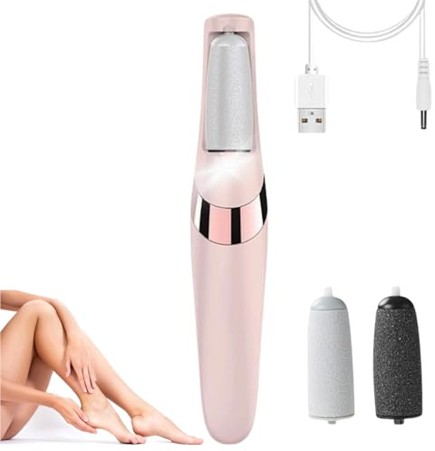 SONGQEE Electric Foot File Rechargeable,Washable Electric Feet Callus Remover,Hard Skin Remover Foot Scraper with 2 Brush Heads & LED Light,Pedi Roller for Dry Cracked Heels,Calluses and Dead Skin