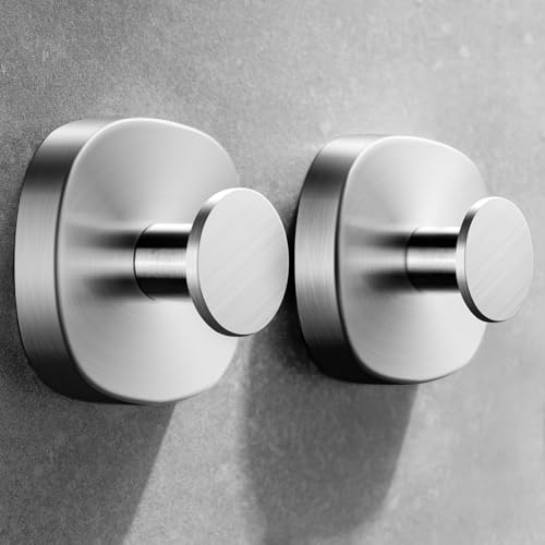 ZUNTO 2 Pezzi Ganci Ventosa Portasciugamani in Acciaio Inox Gancio Appendiabiti da Parete per Bagno e Cucina, Argento