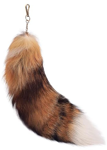Générique Therian Tail - Therian Fox Tail 40 cm med lås | Therian Fluffig svans | nyckelring för cosplay och dam vuxen handväska, leksak för barn och katt.
