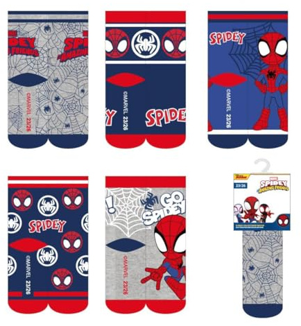 Pack Calcetines Niño Spidey diseño cómodo y seguro para casa o guardería | Calcetines Spidey antideslizantes para niños
