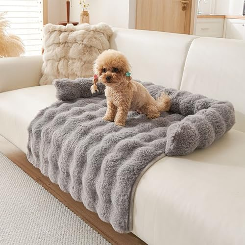 kuchenuten Hundebett Flauschig, Katzenbett, Hundedecke Sofa mit Rand, Waschbar Haustierbett, Hundebetten rutschfest, Katzensofa Katzennest für Katze Kleine Hunde, 75x75cm, Dunkelgrau