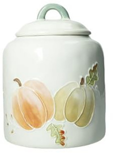 Brandani barattolo in dolomite con decori in rilievo linea autunno Le Zucche 14,5 x h 18,5 cm
