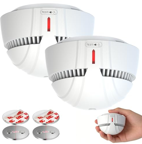 Daytech Smoke Alarm for Home,10-Year Battery Fire Alarm with Magnetic Mount,Mini Style Smoke Detector Conforms to EN 14604 Standard,LED & Silence Button,Fire Detector for Home Caravan Office 2 PACK