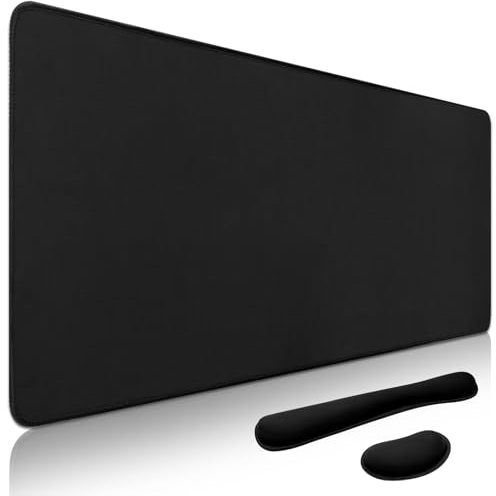 Zindoo Ergonomisches Mauspad XXL 900 × 400 mm mit Handballenauflage | Schreibtischunterlage mit weicher Baumwoll-Handballenauflage, rutschfester Gummibasis und vernähten Kanten