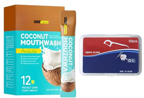 20pcs enjuague bucal, cuidado bucal eficaz con frescura duradera, limpieza suave para dientes y encías, práctica aplicación portátil, ideal para viajes y higiene diaria (coco)