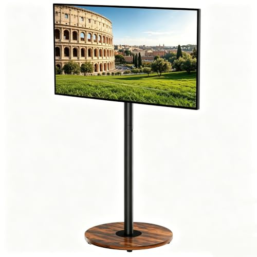 unho TV Standfuss Höhenverstellbar, TV Ständer Rollbar, TV Bodenständer für 40-75 Zoll Fernsehstand, VESA 600x400mm, bis Max 50kg, schwarz