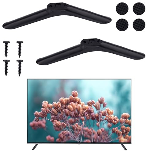 2pcs Universal TV Stand Legs for 32in/81cm, Black TV Mounting Brackets Replacement with Screws Easy Install Tabletop Base Stand