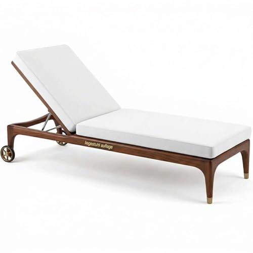 Genérico Cojín Tumbona Jardín Impermeable con Espuma 50D Alta Densidad, Colchoneta Tumbona Acolchado Grueso, Base Antideslizante & 6 Cintas, Asa de Transporte, Cojín Exterior,Blanca,190x60x5cm