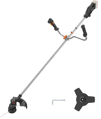 WORX WG082E,9 Decespugliatore 20V da 30 cm / 25,5 cm, pesa solo 4,1 kg, fino a 65 minuti di autonomia con una singola carica, motore brushless, 1 batteria da 4,0 Ah inclusa, PowerShare