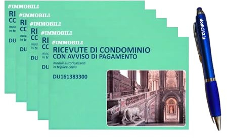 Blocco Ricevute Condominio 3 Copie - 50 Moduli Autoricalcanti con Avviso di Pagamento - Registro Ricevute Condominiali Tripla Copia per Amministratori e Studi - CON PENNA TOUCH OMAGGIO Dodici12®