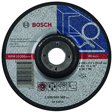 Bosch PRO Metal Schleifscheibe, 150 x 6 x 22.23 mm, oSa | für Stahl, Ø 150 mm, Professional Zubehör Kleiner Winkelschleifer