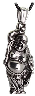 budawi® - Happy Buddha Anhänger Kettenanhänger Silber Edelstahl Schmuck