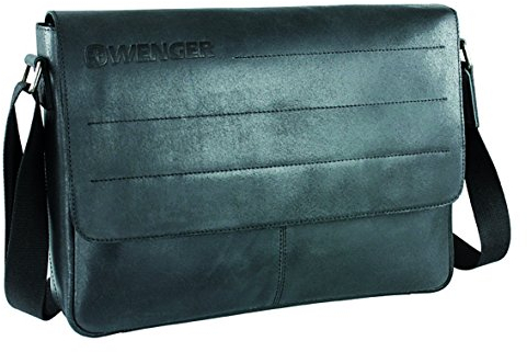 Wenger W29-04BK Überschlagtasche Groß Umhängetasche, Schwarz