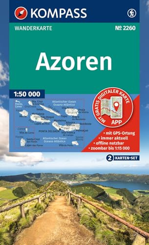 KOMPASS Wanderkarten-Set 2260 Azoren (2 Karten) 1:50.000: inklusive Karte zur offline Verwendung in der KOMPASS-App.