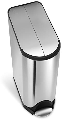 simplehuman CW1897 45L Slim Butterfly Kitchen Pedal Bin, Strong Steel Pedal, Silent Soft Close Lid, Stay-Open Lid, Non-Skid Base, Fingerprint-Proof, Inner Bucket, Brushed Stainless Steel