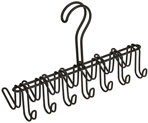 iDesign Classico Krawattenhalter, Bügel aus Metall mit 14 Haken für Gürtel und Krawatten, mattschwarz, 26.0 cm x 9.5 cm x 17.1 cm