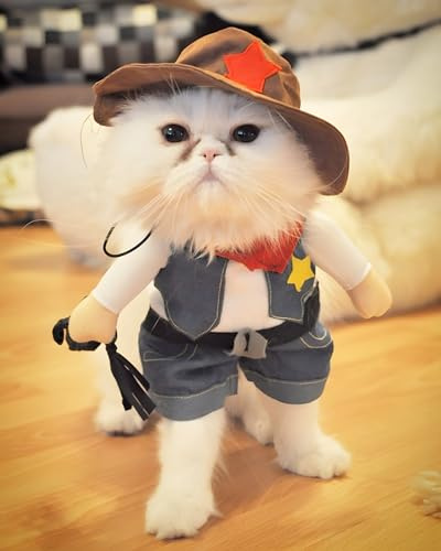 DELIFUR Weihnachtskostüme,Der Cowboy für Party Weihnachten Special Events Kostüm,West Cowboy Uniform mit Hut, Lustiges Haustier Outfit Kleidung für Hund Katze (L)