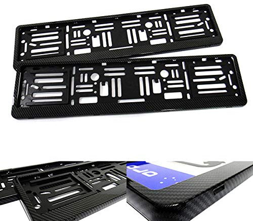 RZG 2x Carbon Fibre Fiber Hydrographic UK EU Car Licence Registration Number Plate Holder Surround Frame Black