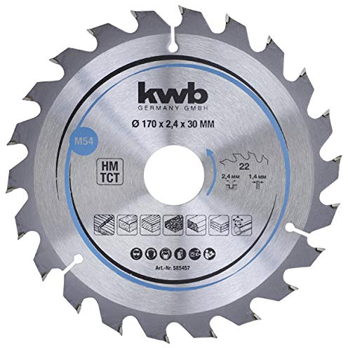 kwb Kreissägeblatt 170 x 30 mm, schneller Schnitt, Sägeblatt geeignet für Weich- und Hartholz, Tischlerplatten und Spanplatten