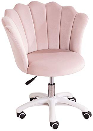 YF-Chair Rollhocker Bürohocker Bürostuhl Schreibtischstuhl Samt Bürostuhl, Ergonomischer drehbarer rosa Computerstuhl Höhenverstellbar mit dickem Schwamm für Arbeitszimmer und Schlafzimmer