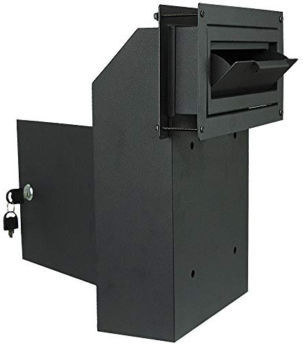 Pochar Door Drop Box for Mail, Rent, Deposit, and Night Key - Through The Door Locking Steel Mailbox with Rear Access (Black)