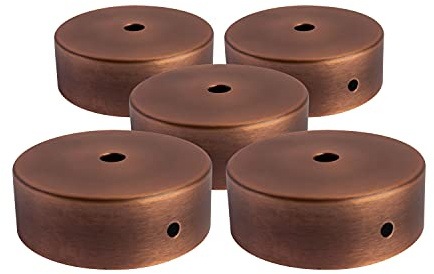 AMARCORDS - 5 Baldachin rosetten aus Metall, Farbe BRONZE, Lampengehäuse komplett mit Kabelklemmenzubehör, Schrauben und Deckenhalterung. Durchmesser 77 mm, Höhe 26 mm