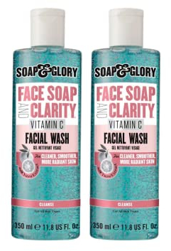 Soap And Glory Face Soap And Clarity Vitamin C 3 In 1 Daily Detox Foaming Soap Facial Cleanser 350ML Bundle Of 2 - Face Wash Women For Birthday, Valentines, Mothers Day, Christmas