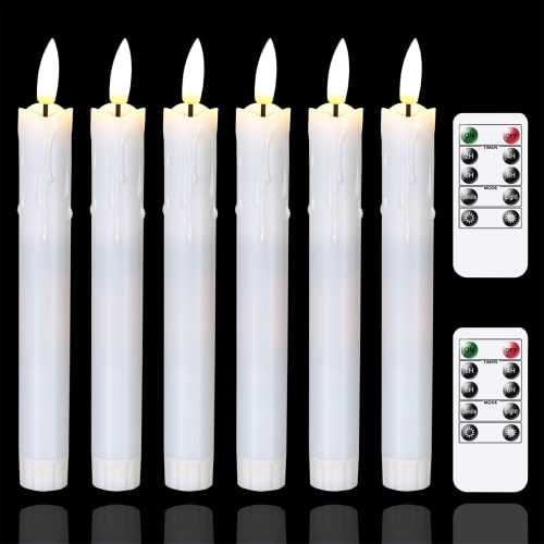 Mavandes candele tremolanti senza fiamma con due telecomandi, 19CM bianco candele LED a batteria per finestre, set di 6 in plastica senza fiamma effetto cera(2,2 cm di diametro)