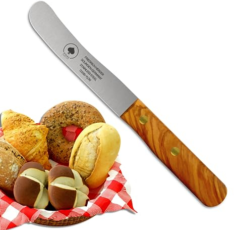 PIKAS - Solingen Messer, Olive Holzgriff, Premium Buckelmesser, rostfreie Klinge 11cm, Chrom-Stahl - Küchenmesser, Brotmesser, Frühstücksmesser, Dünnschliff & Handabzug, Made in Germany
