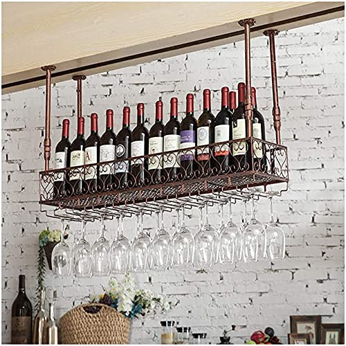 ZEELYDE Botellero,Soporte para Copa de Vino de Barra, Soporte para Botella de Vino para Colgar en el Techo, Soporte para Copa de champán de Metal, Estante de Almacenamiento montado en la Pared Estan