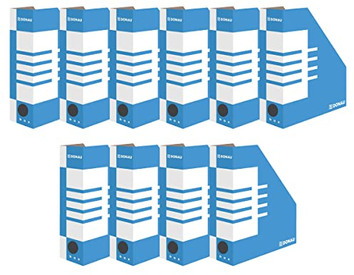 OFFICER PRODUCTS DONAU Stehsammler Stehordner Archive Box Pappe A4/ 10er Pack/ 10 Stück/Karton - Blau/bis zu 1000 Blatt Für Büro, Schule und Zuhause zur Aufbewahrung von Dokumenten