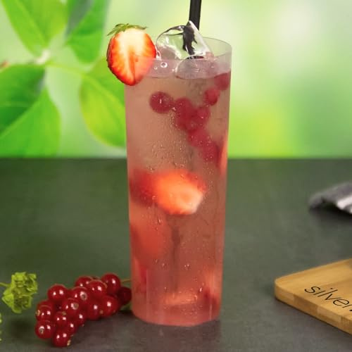 Silverkitchen 100 Stk Longdrinkglas 300ml, Trinkbecher Plastik transparent, Cocktail Becher Mehrweg Made in Germany, Bruchsichere Mehrwegbecher Wiederverwendbar