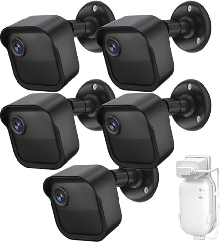 Blink Outdoor-Kamera-Wandhalterung, kompatibel mit 4 (neuestes Modell) und 4. Generation, 5 Stück, wetterfestes Schutzgehäuse, 360 Grad verstellbar, mit Blink-Sync-Modul, 2 Steckdosenhalterungen für