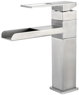 Wasserfall Wasserhahn Bad Waschtischarmatur Badarmatur Moderne Stil 360° Drehbar Gebürstet Edelstahl Einhebelmischer Mischbatterie, Waschbecken Armatur Wasserhahn Waschbecken