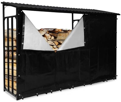 IDMarket - Abri de Stockage en Acier galvanisé pour bûches L. 274 cm avec Housse de Protection