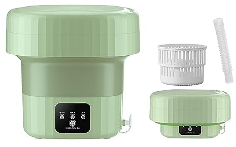 Portable Washing Machine, Foldable Mini Washing Machine and Spin Dryer Small Foldable Bucket Washer, Small Washer for Baby Clothes, Underwear or Small Items, Apartment, Dorm, Camping (Color : Green