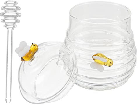 MAGICLULU Honigglas Mit Schöpflöffel Honigspender Aus Glas Honigtopf Klar Zur Aufbewahrung Von Honig Und Sirup Für Küche Und Zuhause