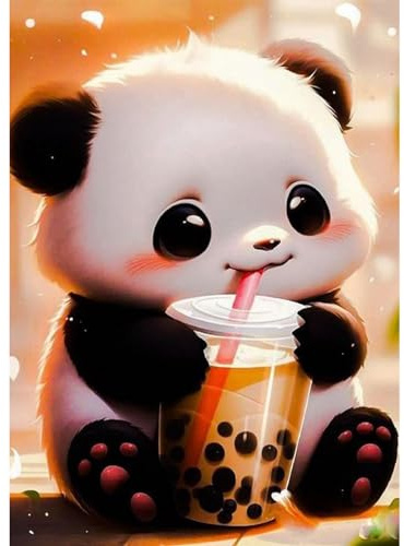 QENSPE DIY Diamond Painting Kit Completo para Adultos, 5D Pintura Diamante Kit, Puzzle Diamantes, Cuadro Pintar con Diamants Decoración del Hogar, Regalos, Lienzo 40x30cm Bebé Panda