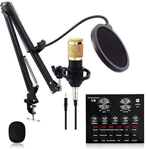 Streaming Microphone, Podcast Equipment Bundle, Condenser Microphone Set, Studio Microphone Kit with Sound Mixer, Microphone Set for PC, Karaoke, Streaming, Youtube, Podcast