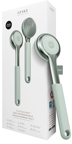 GESKE Sonic Full-Body Brush & Intensive Exfoliator 8 in 1 | Körperreinigung | Elektrische Körperreinigungsbürste & Intensivpeeling | SmartSonic Pulsations | Weiche Silikonnoppen & Peeling-Aufsatz